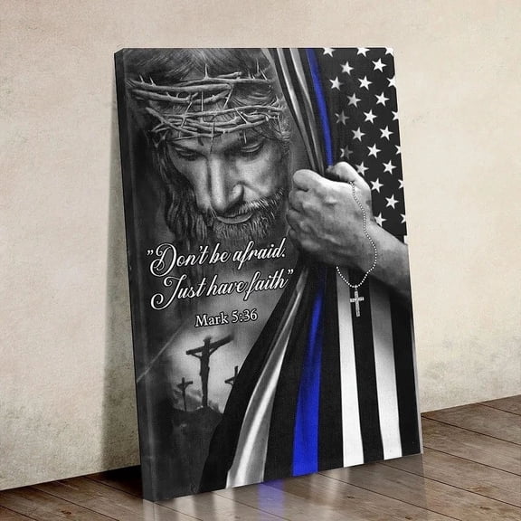 Poster Jesus Christian Thin Blue Line Jesusjes- UNFRAMED Poster Prints, Wall Art For Home Decor Or Office - Great Gift Idea For Friends & Family, UNFRAMED-12x18