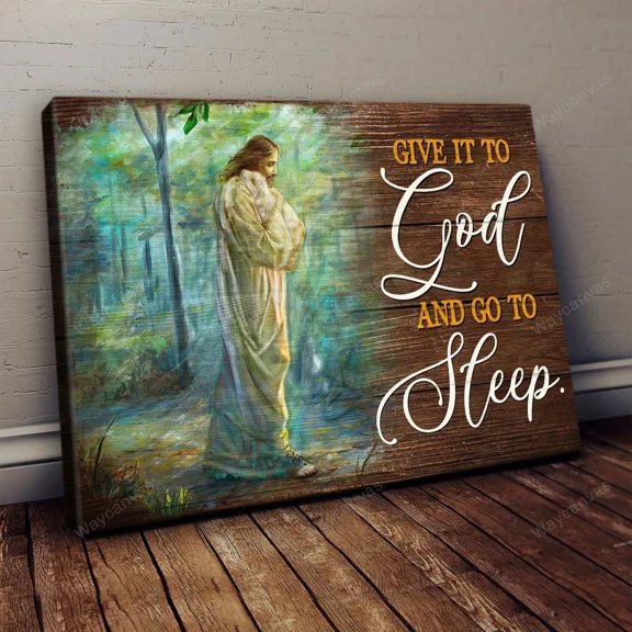 Poster Jesus Hugging Lamb - Give It To God And Sleep - Jesus Landscape, Canva... Wall Art, Unframed Prints For Home Or Office, Perfect Gift For Everyone, 8x12