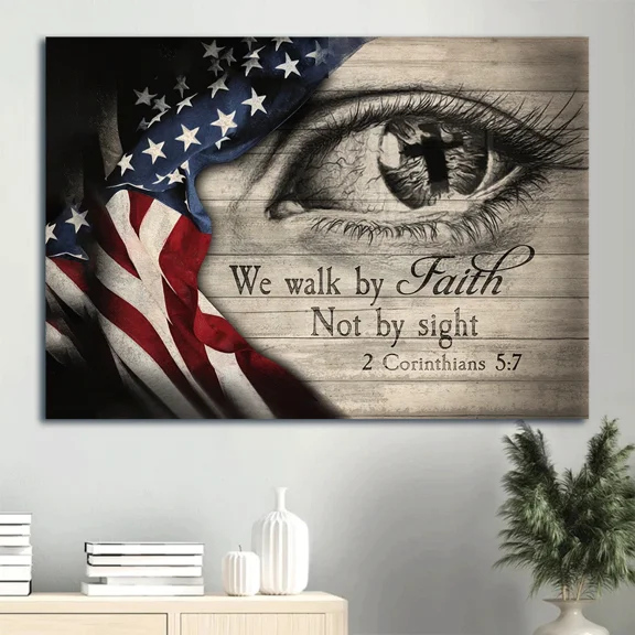 Poster Jesus Landscape , - Eye, Cross, Us Flag , - Gift For ... Wall Art, Unframed Prints For Home Or Office, Perfect Gift For Everyone, 8x12