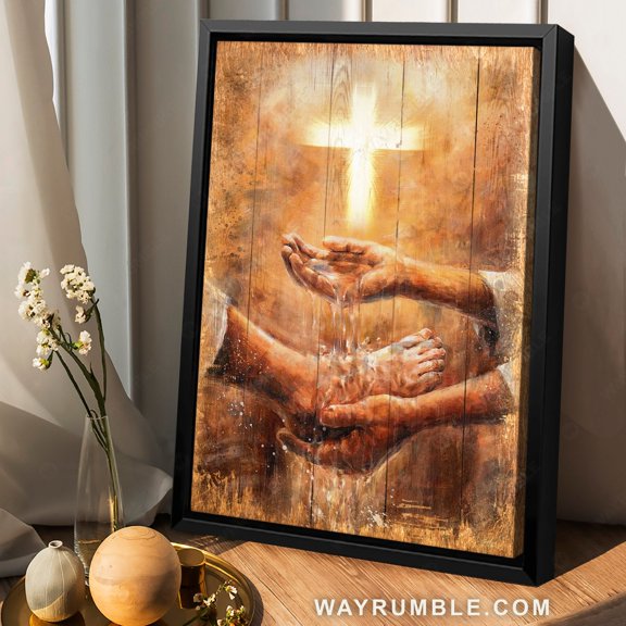 Poster Jesus's hand, Magic water, Amazing cross, Walking with Jesus - Jesus Portrait Poster Prints, Christian Wall Art WINXIE DECOR - 8X12, UNFRAMED
