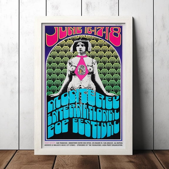 Poster Jimi Hendrix Janis Joplin 1967 Large Monterey Pop Festival Poster - Music Fan Collectibles - Vintage Music Poster - Home Decor - Wall Art WINXIE DECOR - 8X12, UNFRAMED