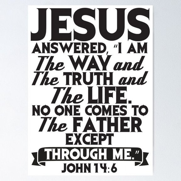 Poster John I Am The Way The Truth The Life - No Framed, Vintage Wall Art, Trendy Retro Print, Positive Quote Poster, Room Decor, Wall Art, 8x12