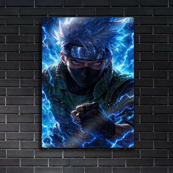 Poster Kakashi Hatake Metal Poster - Anime Gift - Chidori Lightning Blade - Shinobi Battle Wall Art 8X12, UNFRAMED