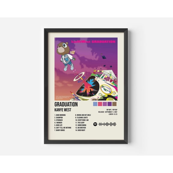 Poster Kanye West Poster | Graduation | Kanye West Playlist | Graduation Album | Album Cover Poster | Album Cover | Available- ,,,-UNFRAMED