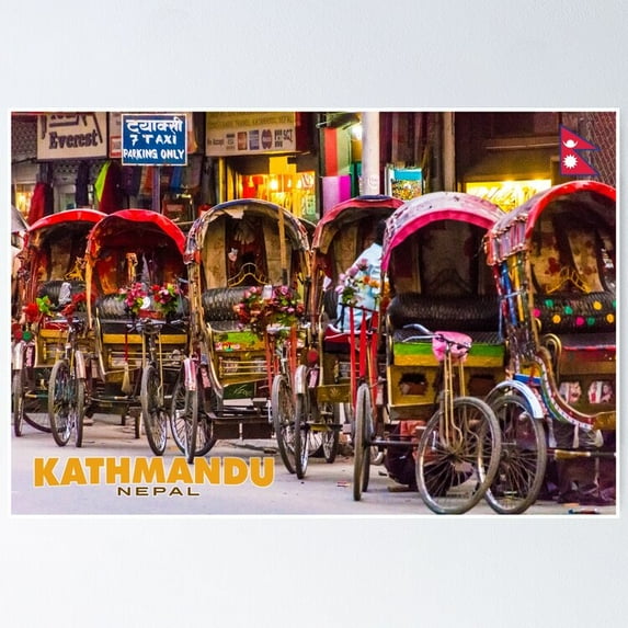 Poster Kathmandu Travel - No Framed, Vintage Wall Art, Trendy Retro Print, Positive Quote Poster, Room Decor, Wall Art, 24x36