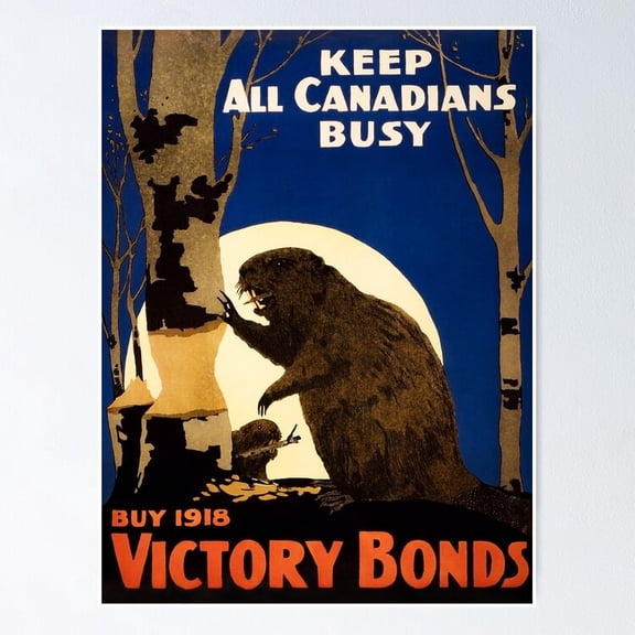 Poster Keep All Canadians Busy - Beaver Ww1 - No Framed, Vintage Wall Art, Trendy Retro Print, Positive Quote Poster, Room Decor, Wall Art, 8x12