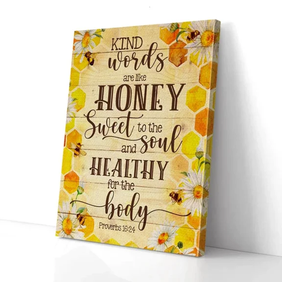 Poster Kind Words Are Liek Honey Hippieaisy Bee- UNFRAMED Poster Prints, Wall Art For Home Decor Or Office - Great Gift Idea For Friends & Family, 24x36