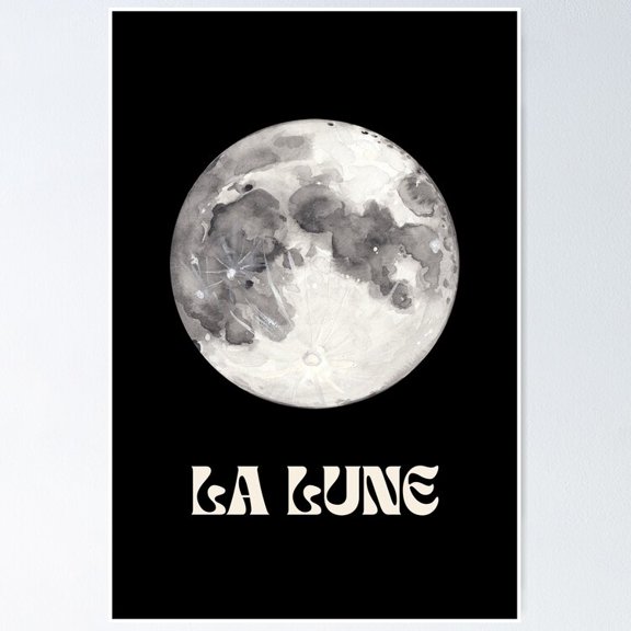 Poster La Lune | Moon | Celestial | Retro | Black | French | Magical | Witchy - No Framed, Vintage Wall Art, Trendy Retro Print, Positive Quote Poster, Room Decor, Wall Art, 8x12