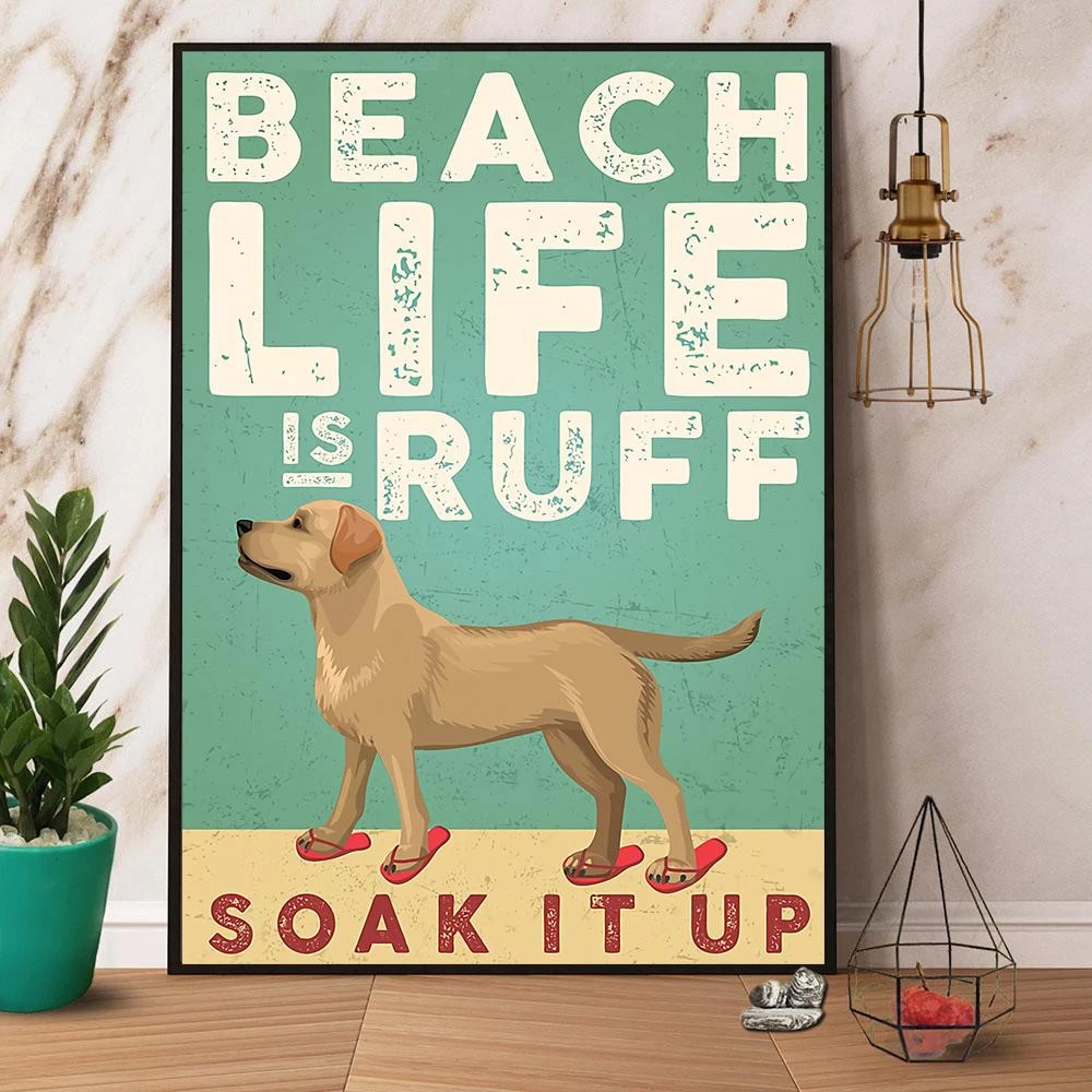 Targa In Metallo Weimaraner Beach Club - 'Beach Life Is Ruff' - Cartello Decorativo In Alluminio Vintage 20x30 Cm - 4