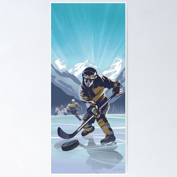 Poster Lake Ice Hockey - No Framed, Vintage Wall Art, Trendy Retro Print, Positive Quote Poster, Room Decor, Wall Art, 24x36