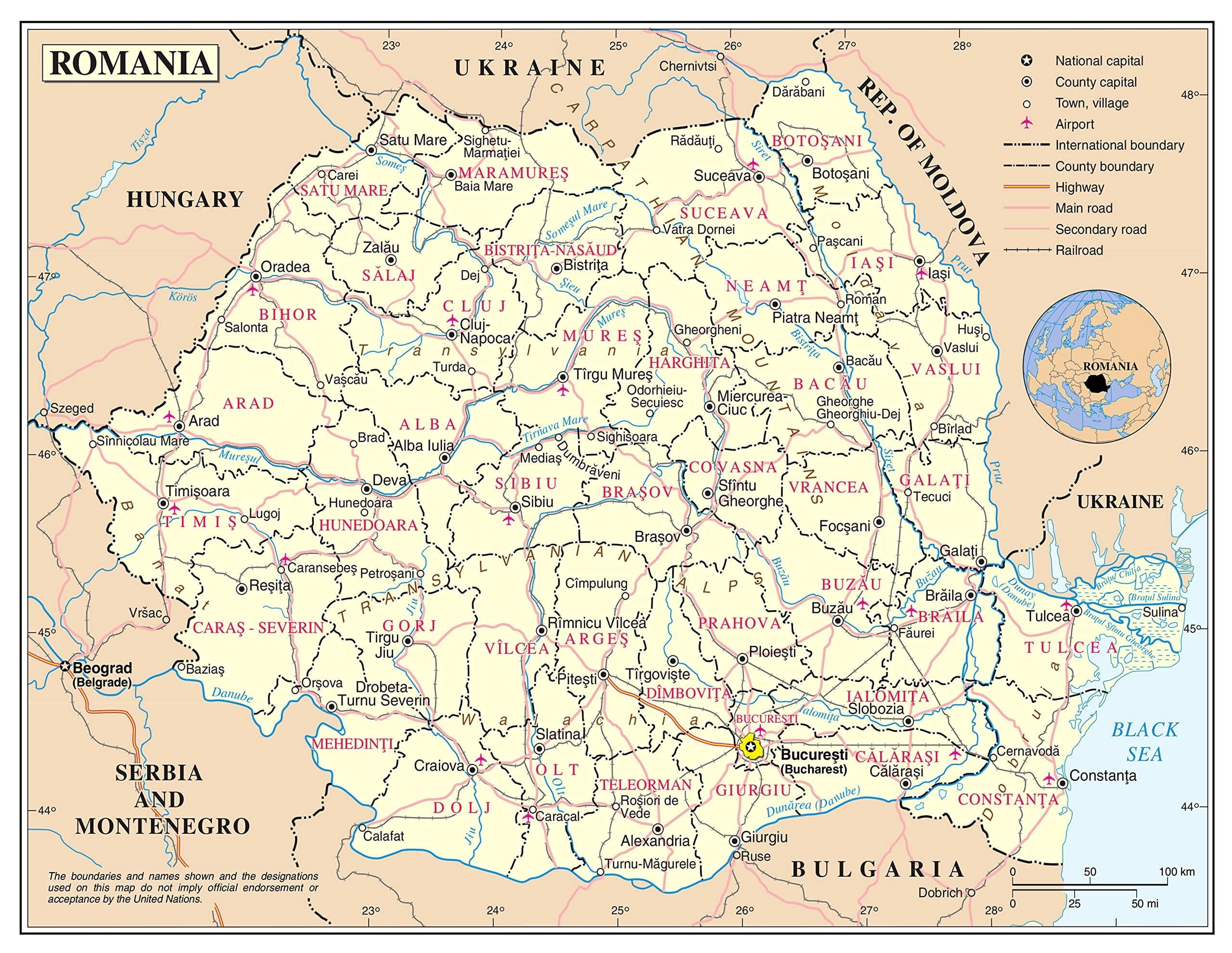 Poster Large Detailed Political And Map Of Romania With Poster Large Detailed Political And Map Of Romania With Roads Railroads Major Cities And Airports D667df76 Bc4d 4db3 86f1 