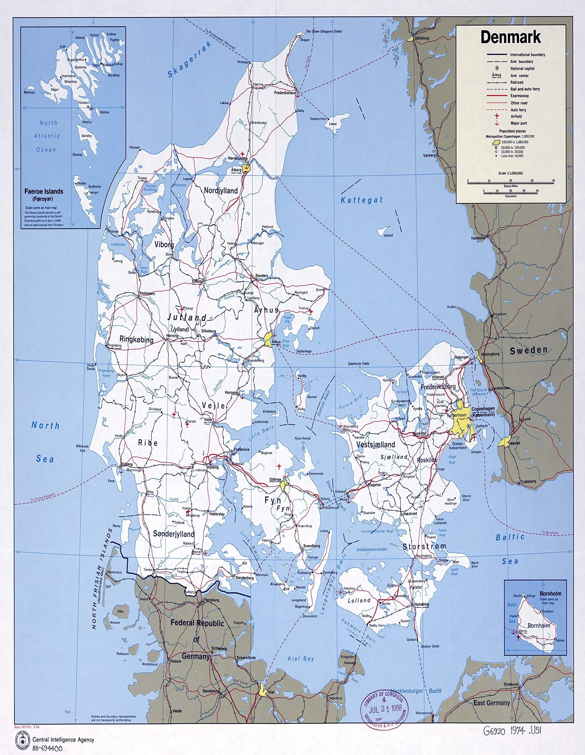 Poster: Large scale political and administrative map of denmark with ...