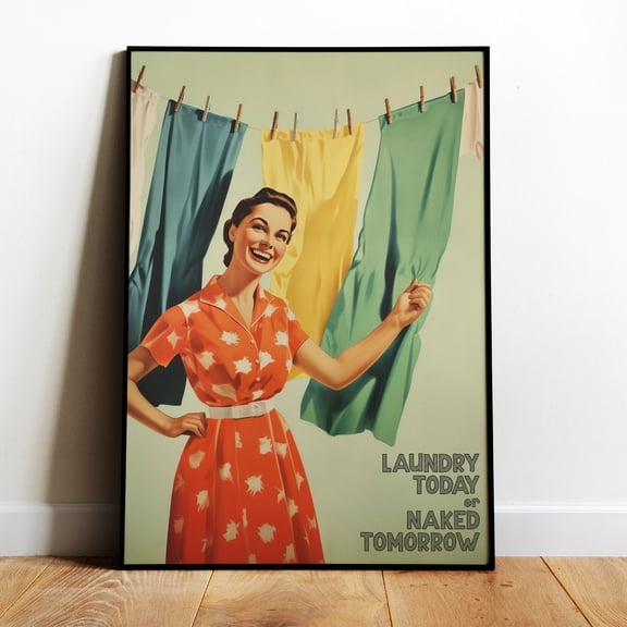 Poster Laundry Room Digital Print Printable Laundry Wall Art Bathroom Prints Retro Housewife Laundry Poster Funny Prints Retro Bathroom Art - No Framed, Vintage Wall Art, Hot Trend!, 24x36