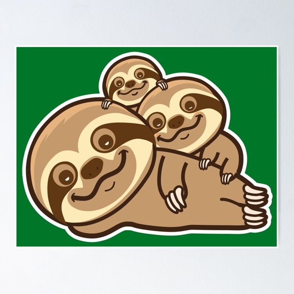 Poster Lazy Sloths! Poster - No Framed, Vintage Wall Art, Hot Trend!, 12x18