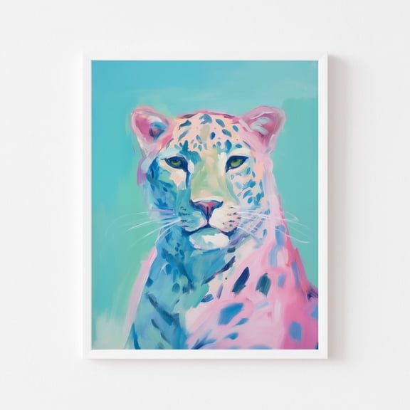 Poster Leopard Painting | Digital Print | Maximalist Wall Decor | Watercolor | Modern Vintage Style | Colorful Picture | Printable Big Cat Portrait - No Framed, Vintage Wall Art, Hot Trend!, 12x18