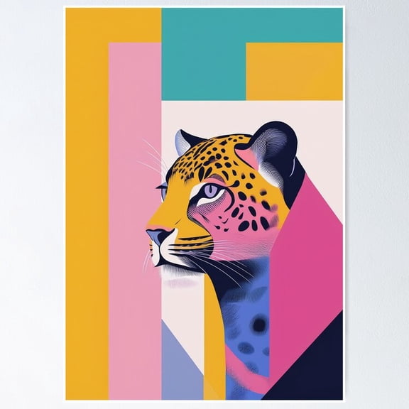 Poster Leopard Portrait Illustration - No Framed, Vintage Wall Art, Trendy Retro Print, Positive Quote Poster, Room Decor, Wall Art, 12x18