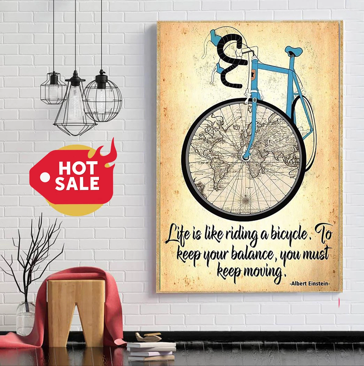 Poster Life Is Like Riding A Bicycle To Keep Your Balance Wall Art ...