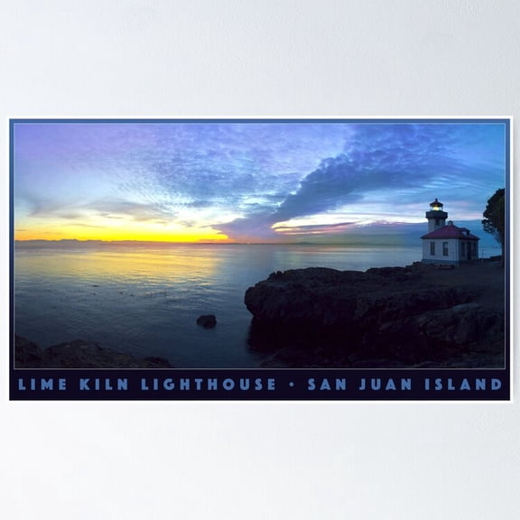 Poster Lime Kiln Lighthouse Travel - No Framed, Vintage Wall Art, Trendy Retro Print, Positive Quote Poster, Room Decor, Wall Art, 12x18