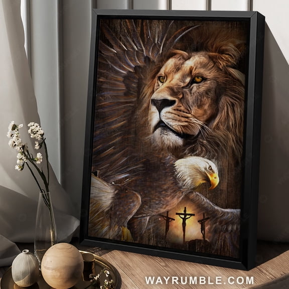 Poster Lion of Judah, Eagle King of Kings, Jesus symbol - Jesus Portrait Poster Prints, Christian Wall Art WINXIE DECOR - 8X12, UNFRAMED