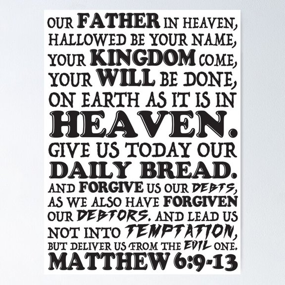 Poster Lord'S Prayer Poster - No Framed, Vintage Wall Art, Hot Trend!, 12x18
