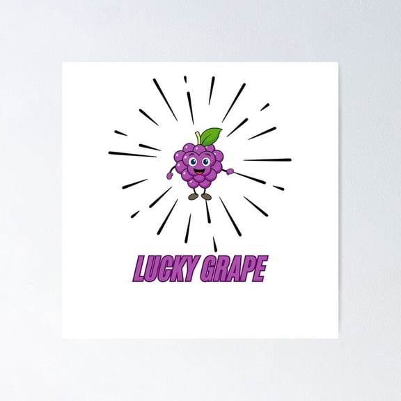 Poster Lucky Grape - No Framed, Vintage Wall Art, Trendy Retro Print, Positive Quote Poster, Room Decor, Wall Art, 24x36