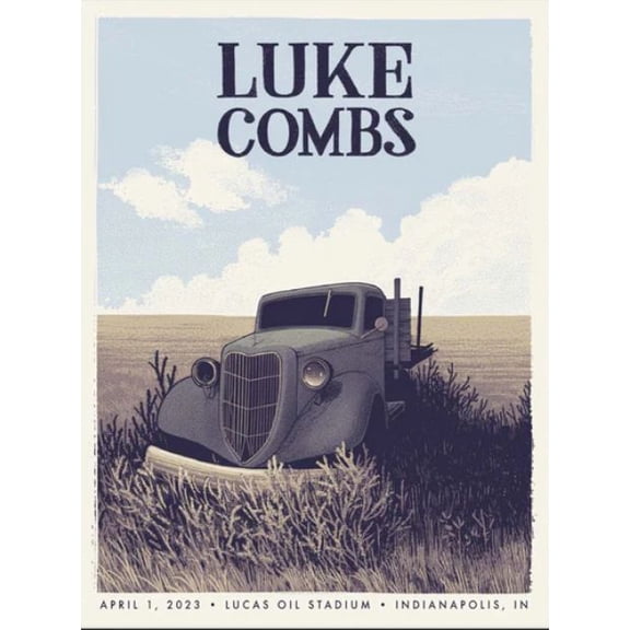 Poster Luke Comb Indianapolis Event Poster April 1st WINXIE DECOR - 8X12, UNFRAMED