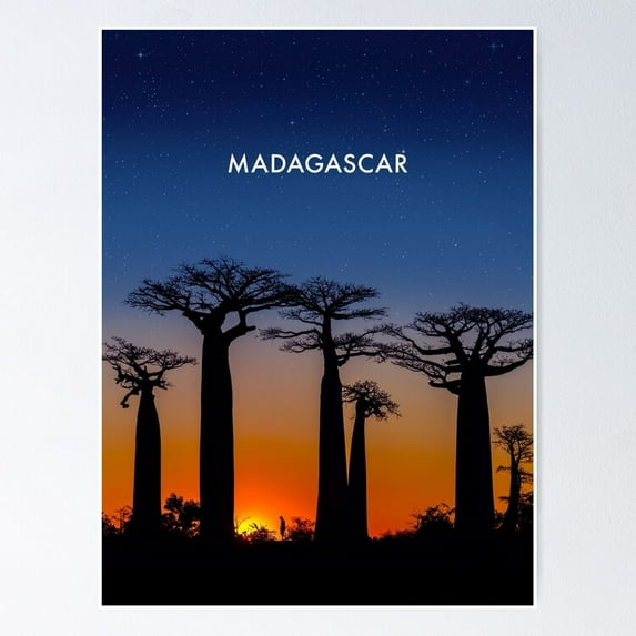Poster Madagascar Modern Travel - No Framed, Vintage Wall Art, Trendy Retro Print, Positive Quote Poster, Room Decor, Wall Art, 24x36