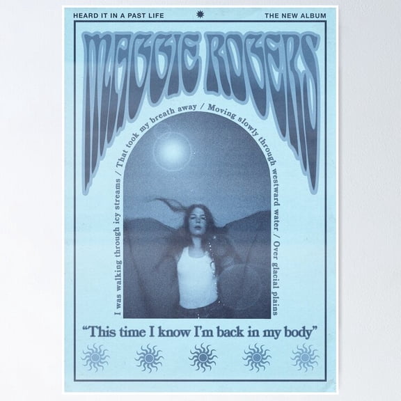 Poster Maggie Rogers Retro Blue - No Framed, Vintage Wall Art, Trendy Retro Print, Positive Quote Poster, Room Decor, Wall Art, 8x12