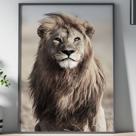 Poster Majestic Lion Poster, Wall Art, Poster Print, Wall Decor, Wildlife, Nature, Animals, Lions, Majesty, Power, Contemporary, Home Decor - No Framed, Vintage Wall Art, Hot Trend!, 12x18