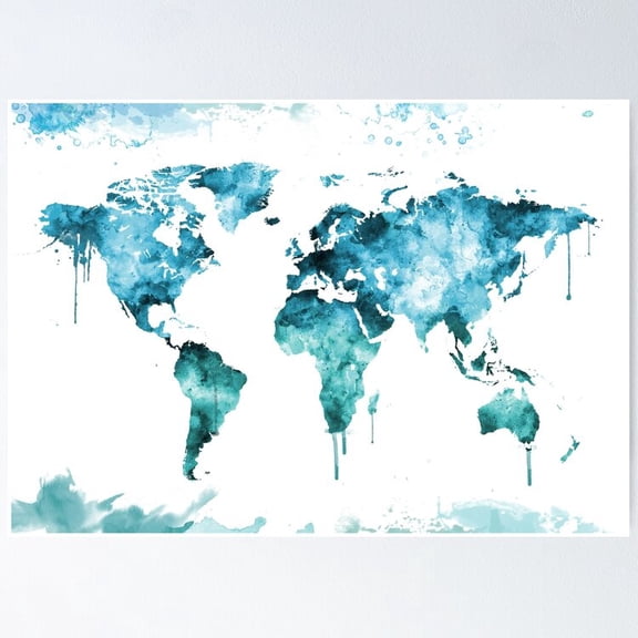 Poster Map Of The World Colored Art - No Framed, Vintage Wall Art, Trendy Retro Print, Positive Quote Poster, Room Decor, Wall Art, 24x36