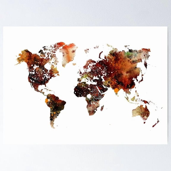 Poster Map Of The World Colored - No Framed, Vintage Wall Art, Trendy Retro Print, Positive Quote Poster, Room Decor, Wall Art, 8x12