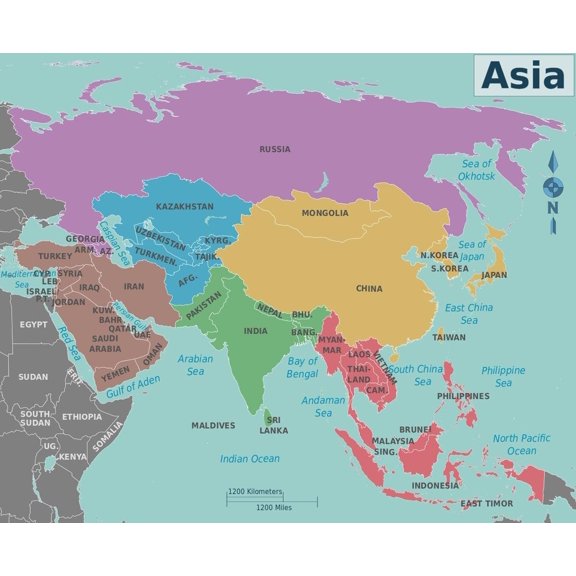 Poster Map of Asia