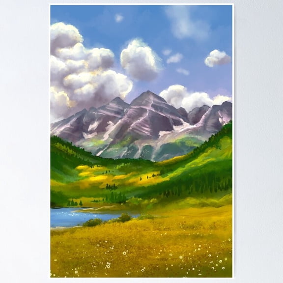 Poster Maroon Bells, Colorado - No Framed, Vintage Wall Art, Trendy Retro Print, Positive Quote Poster, Room Decor, Wall Art, 24x36