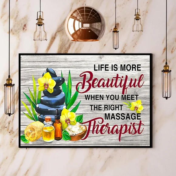 Poster Massage Therapist Life Is More Beautiful Paper Matte Wall Art ... Wall Art, Unframed Prints For Home Or Office, Perfect Gift For Everyone, 8x12