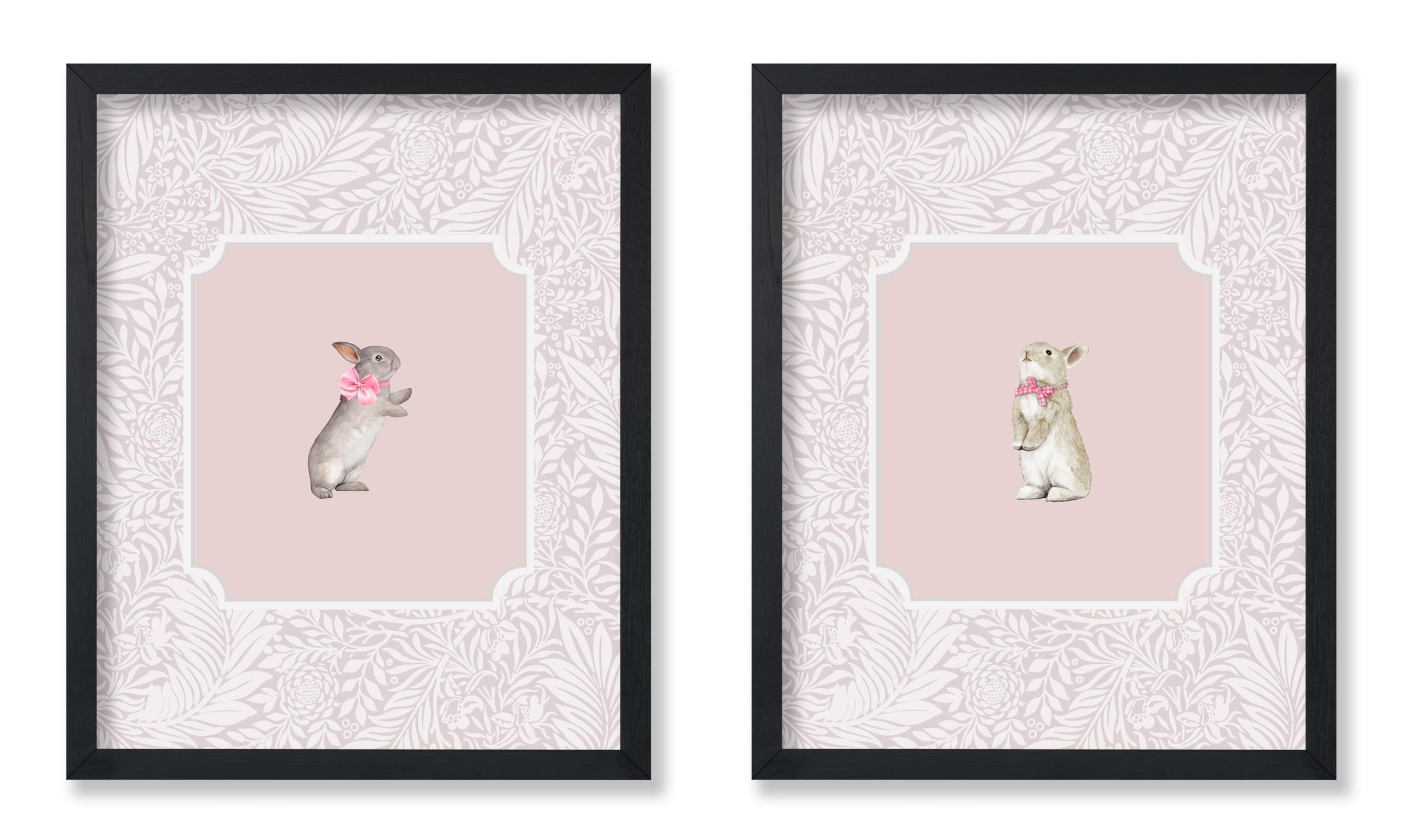 Poster Master 2Piece Vintage Rabbit Poster Retro Bunny Print Pink
