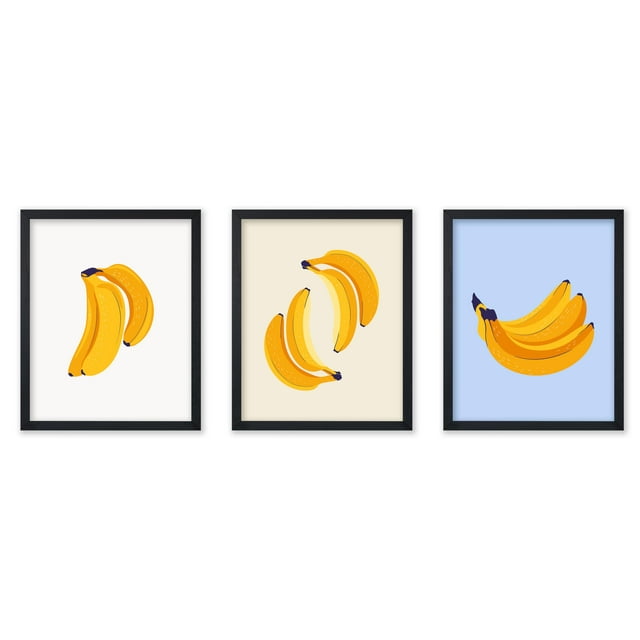 Poster Master 3-Piece Lemon Poster - Cool Lemon Print - Citrus Art - Fruit Art - Food & Drink Art - Trendy Art - Modern Art - Minimal Art - Great Dining Room or Kitchen Decor, 16x20 Black Framed