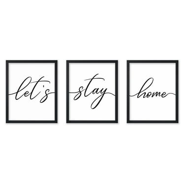 Poster Master 3-Piece Let's Stay Home Poster - Home Print - Typography Art - Housewarming Art - Family Art - Minimal Art - Modern Art - Great Bedroom or Living Room Decor - 8x10 UNFRAMED