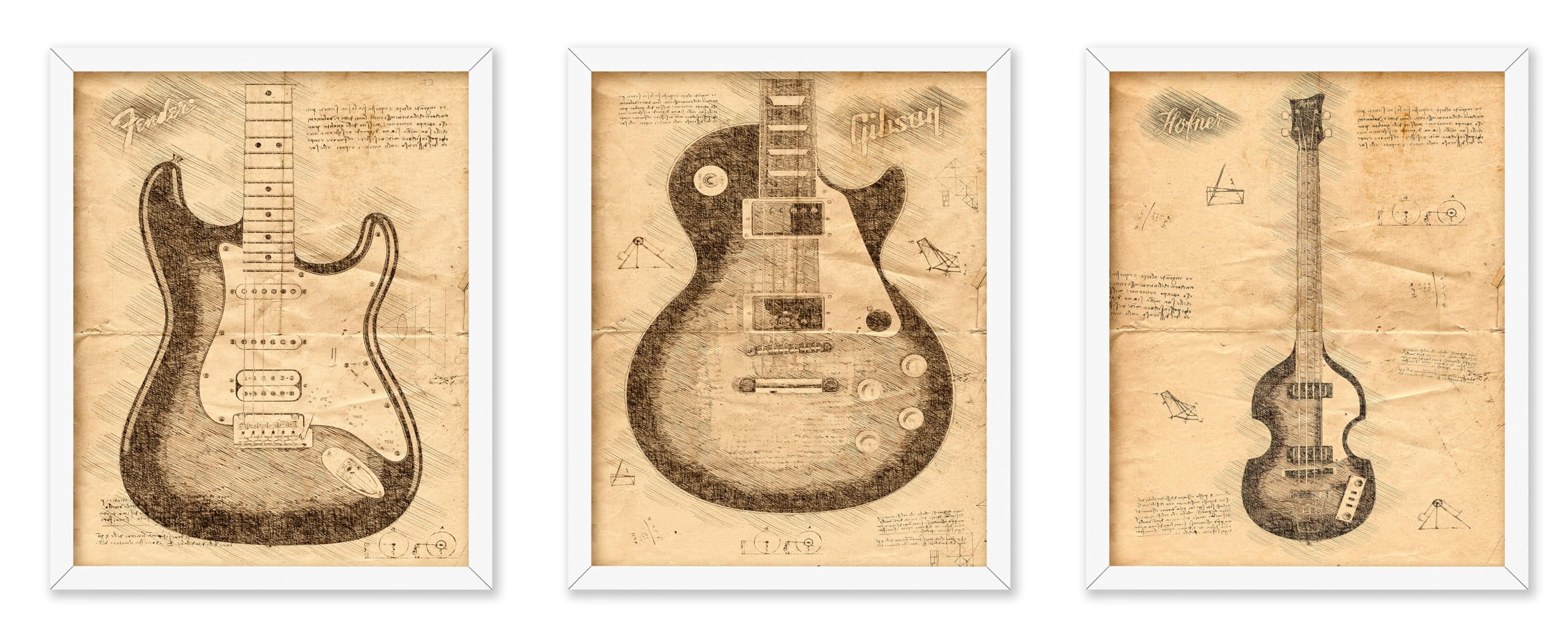 Poster Master 3Piece Vintage Music Poster Retro Instrument Print