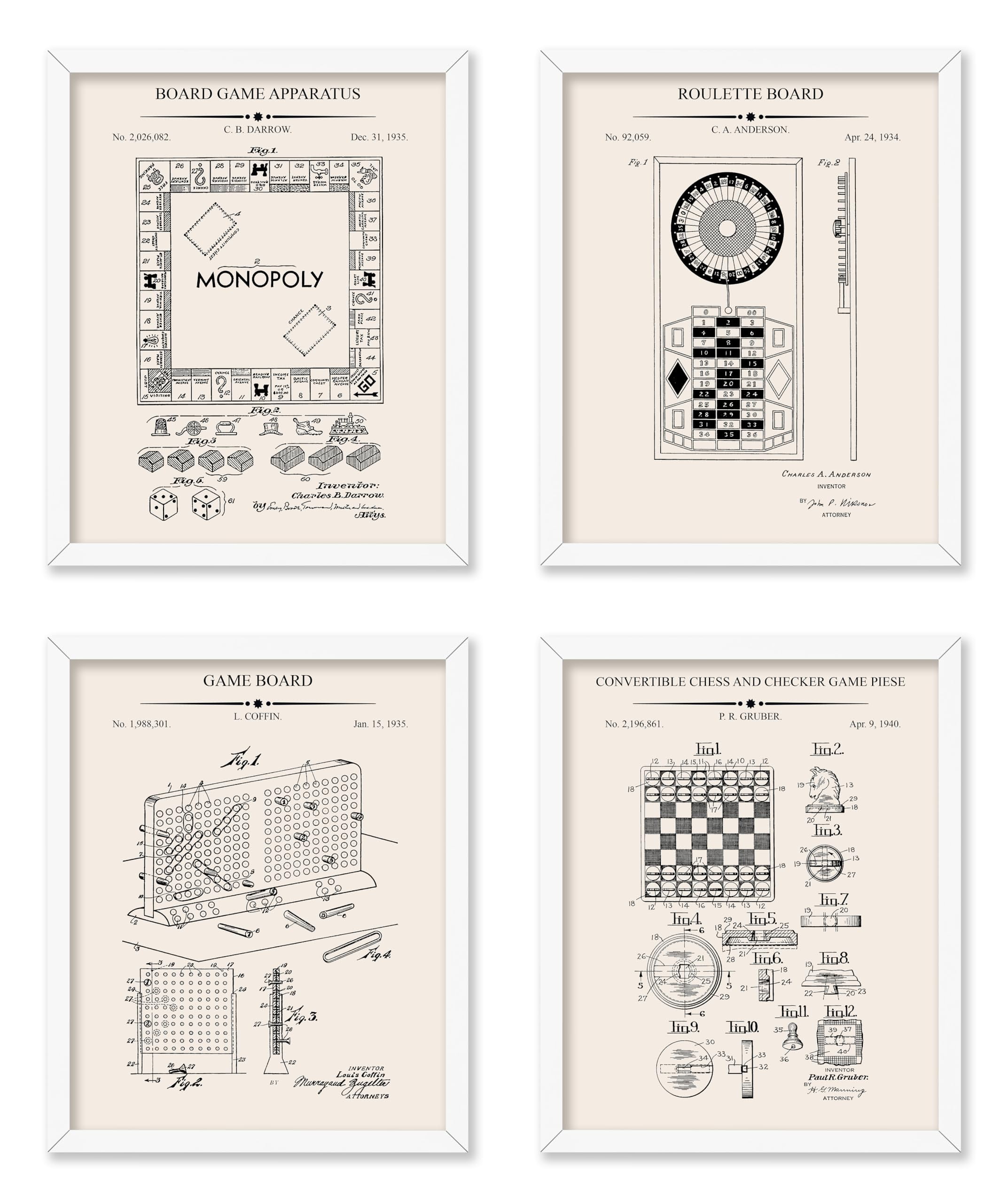 Poster Master 4-Piece Board Game Blueprint Poster - Gaming Patent Print ...