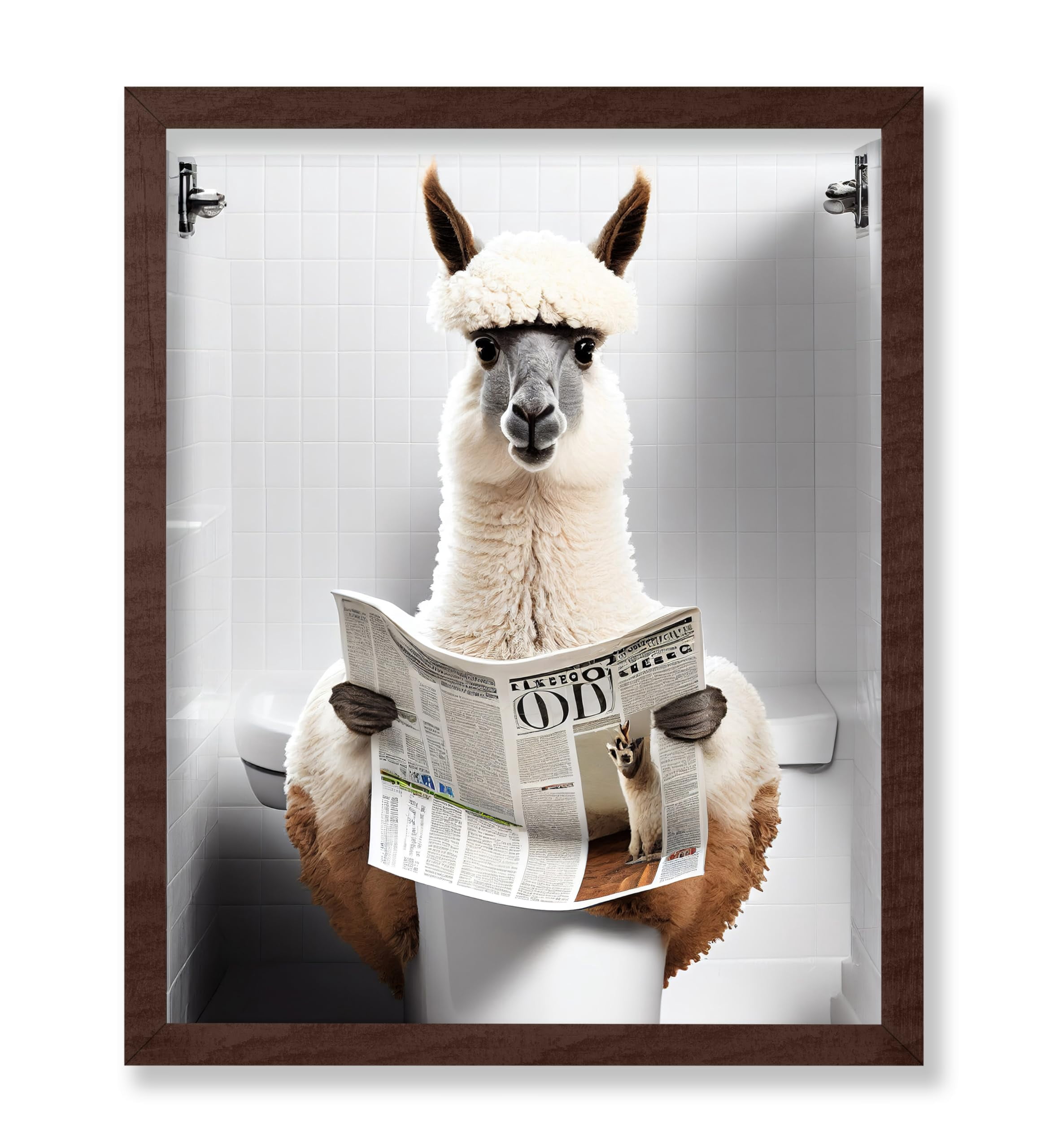 Poster Master Alpaca Sitting on Toilet Poster - Alpaca Reading a ...