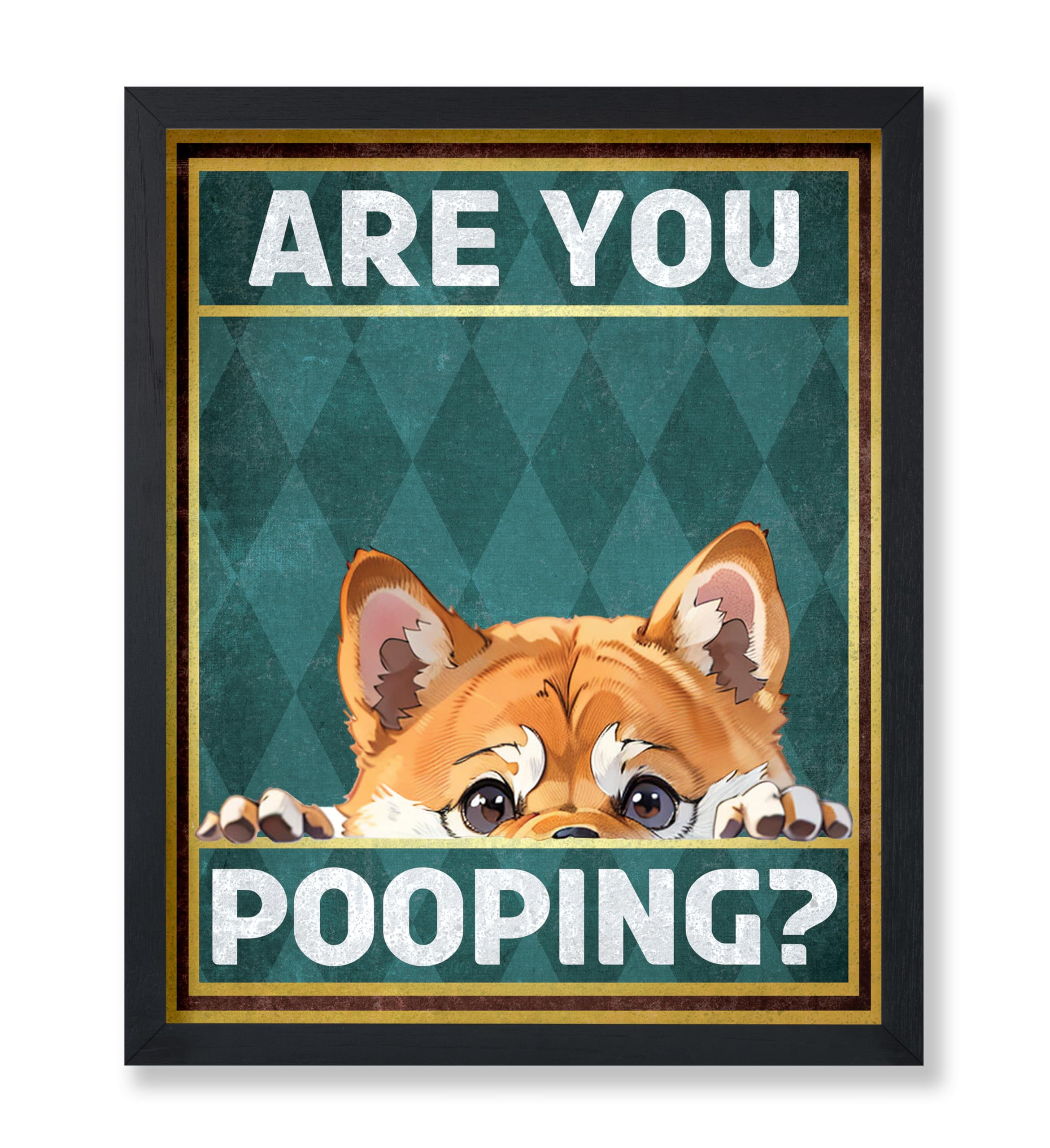 Poster Master Are You Pooping Poster - Peeping Dog Print - Funny Dog ...