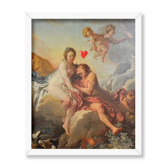 Poster Master Aurora and Cephalus Poster - Red Heart Print - Altered Art - Valentine's Day Art - Gift for Men, Women & Lovers - Romantic Wall Decor for Living Room or Bedroom, 8x10 White Framed