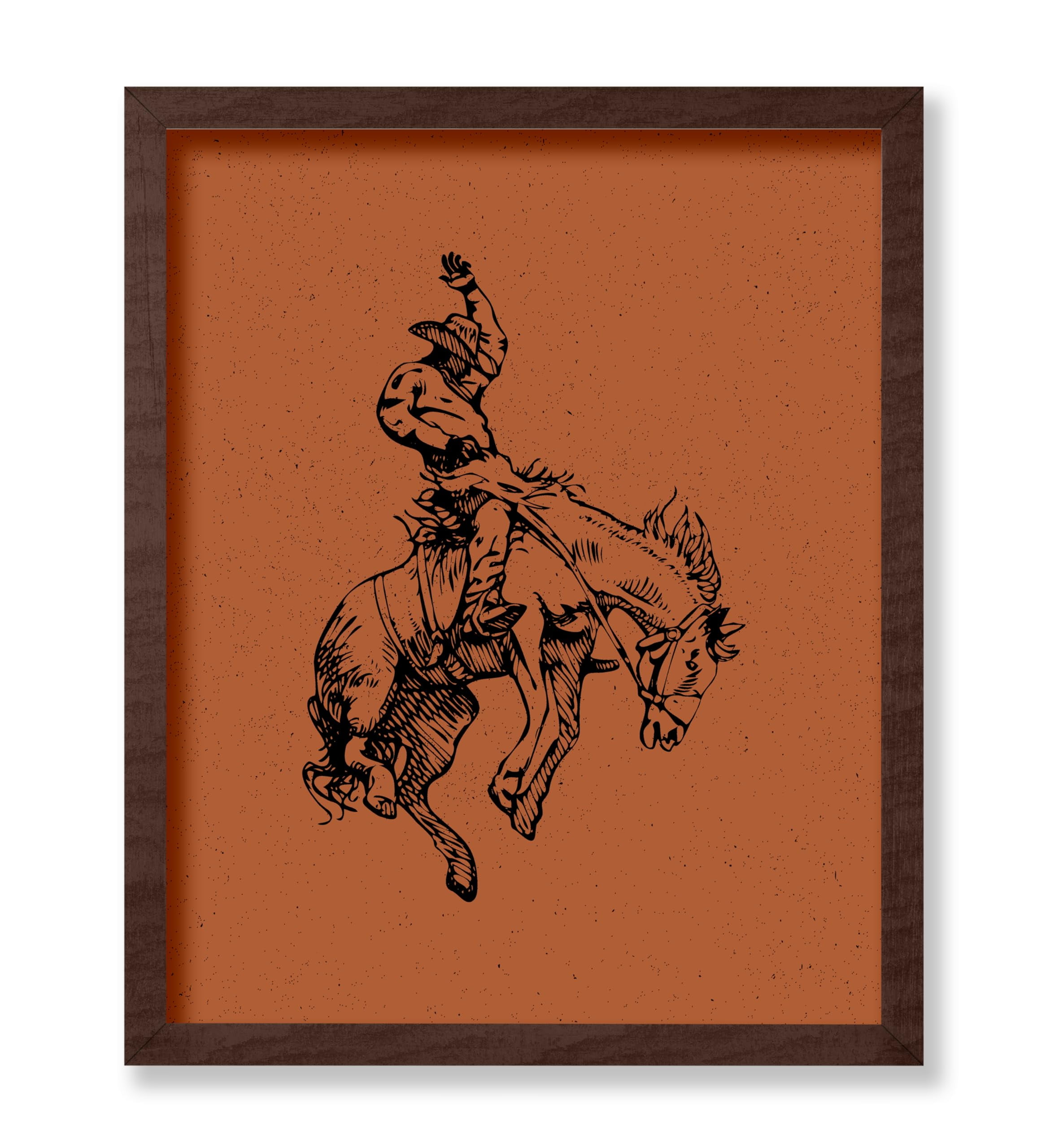 Poster Master Brown Rodeo Poster - Retro Cowboy on Bucking Horse Print ...