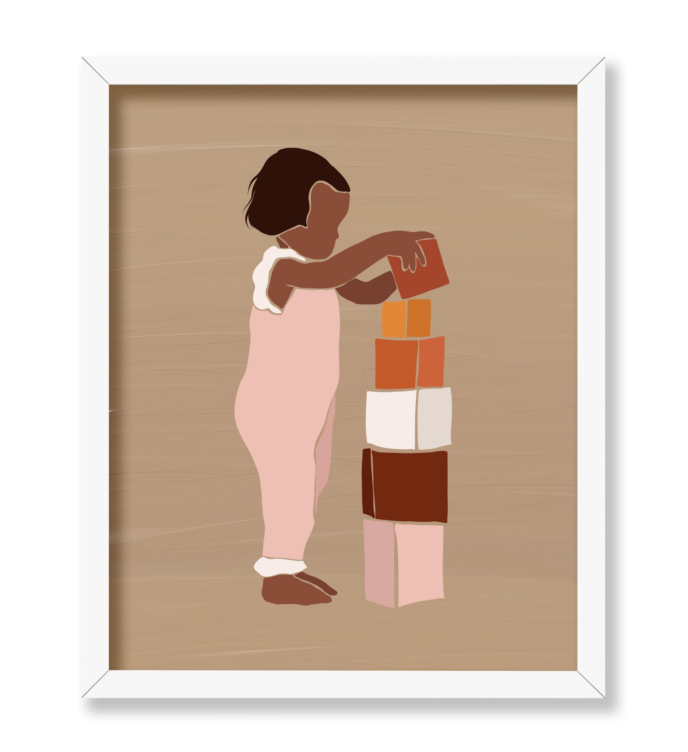 Poster Master Child and Building Blocks Poster - Retro Little Girl ...