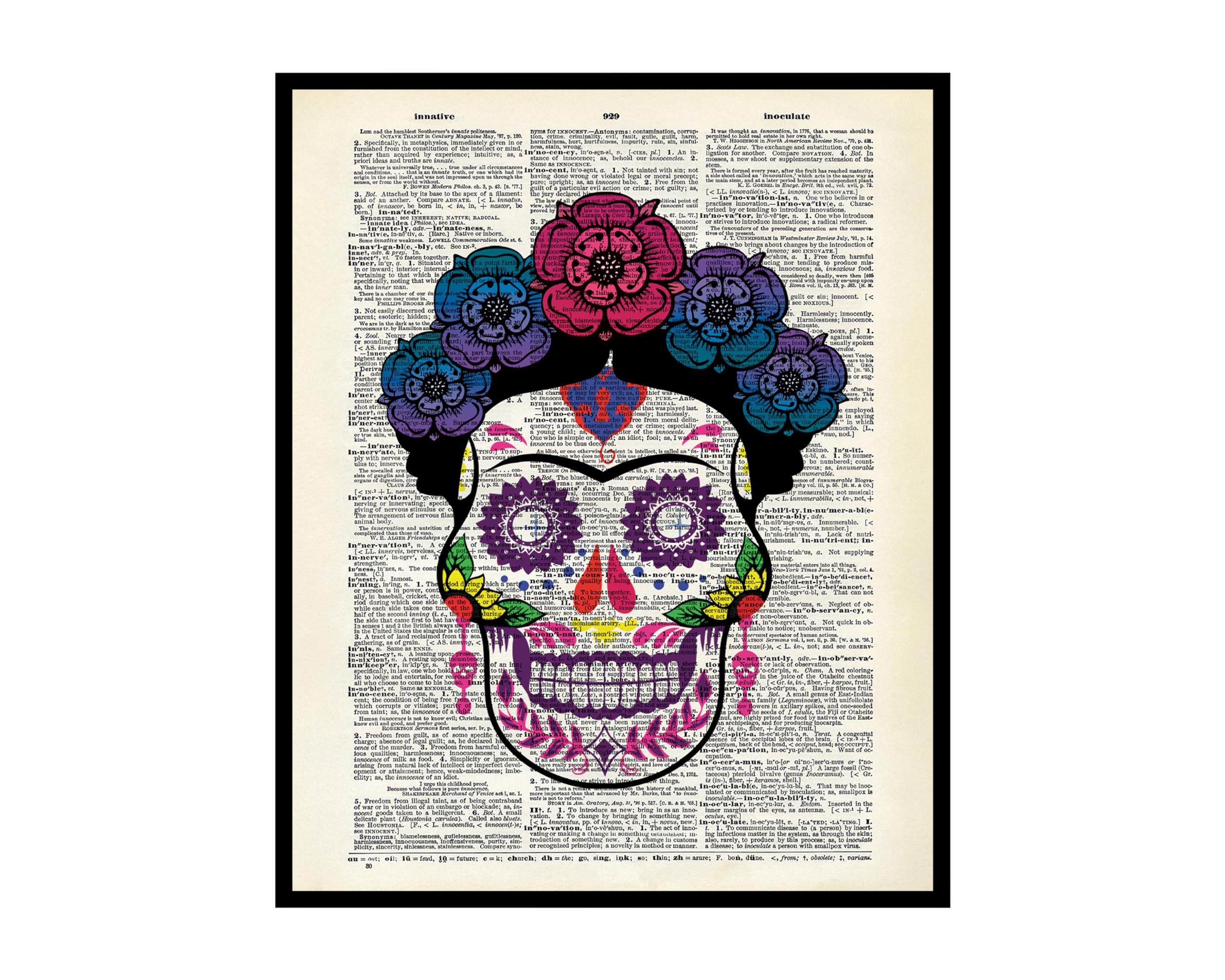 Poster Master Dictionary Art Poster Colorful Sugar Skull Print Tattoo Art Day of the Dead