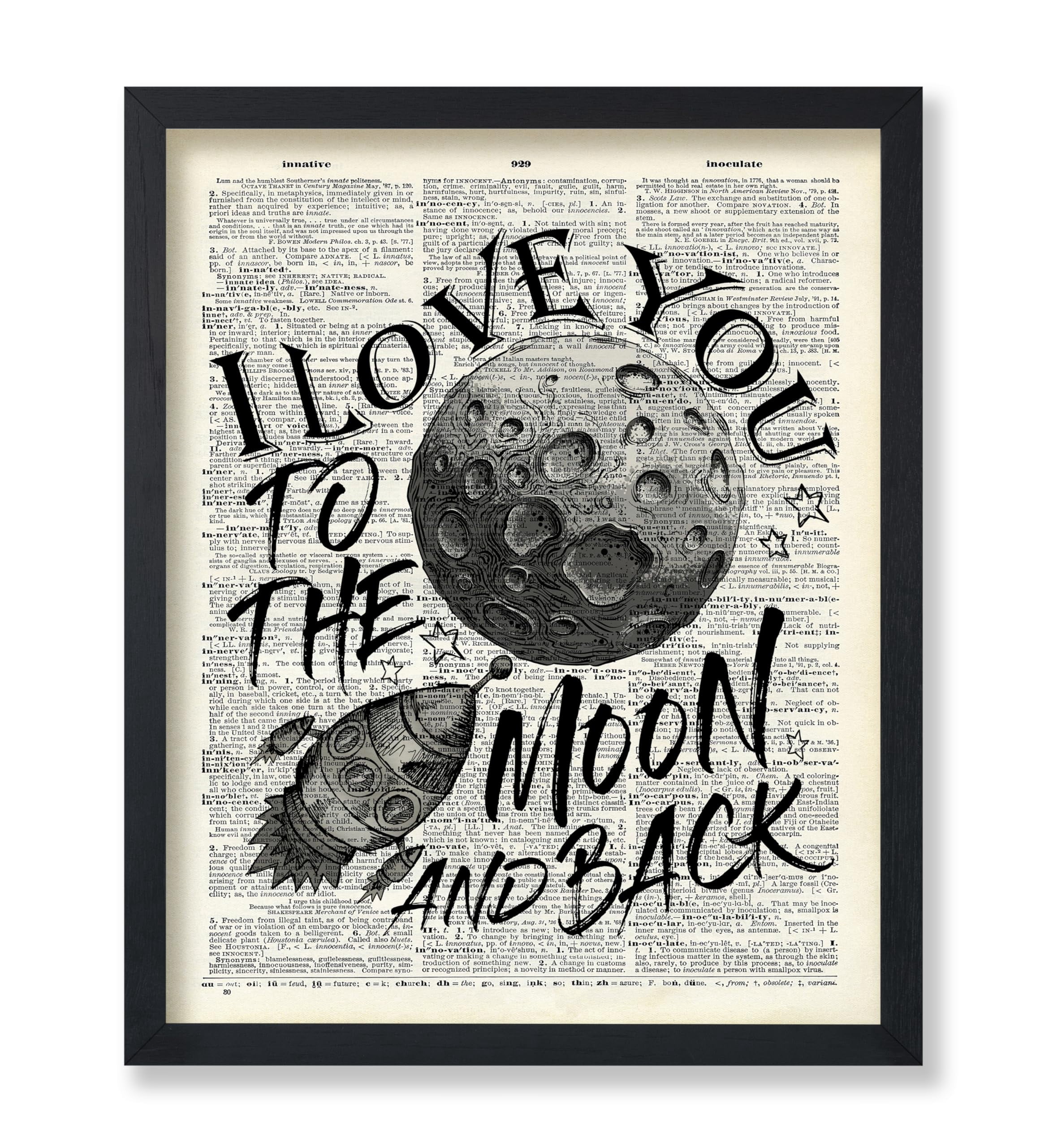 Poster Master Dictionary Art Poster - I Love You To The Moon and Back ...