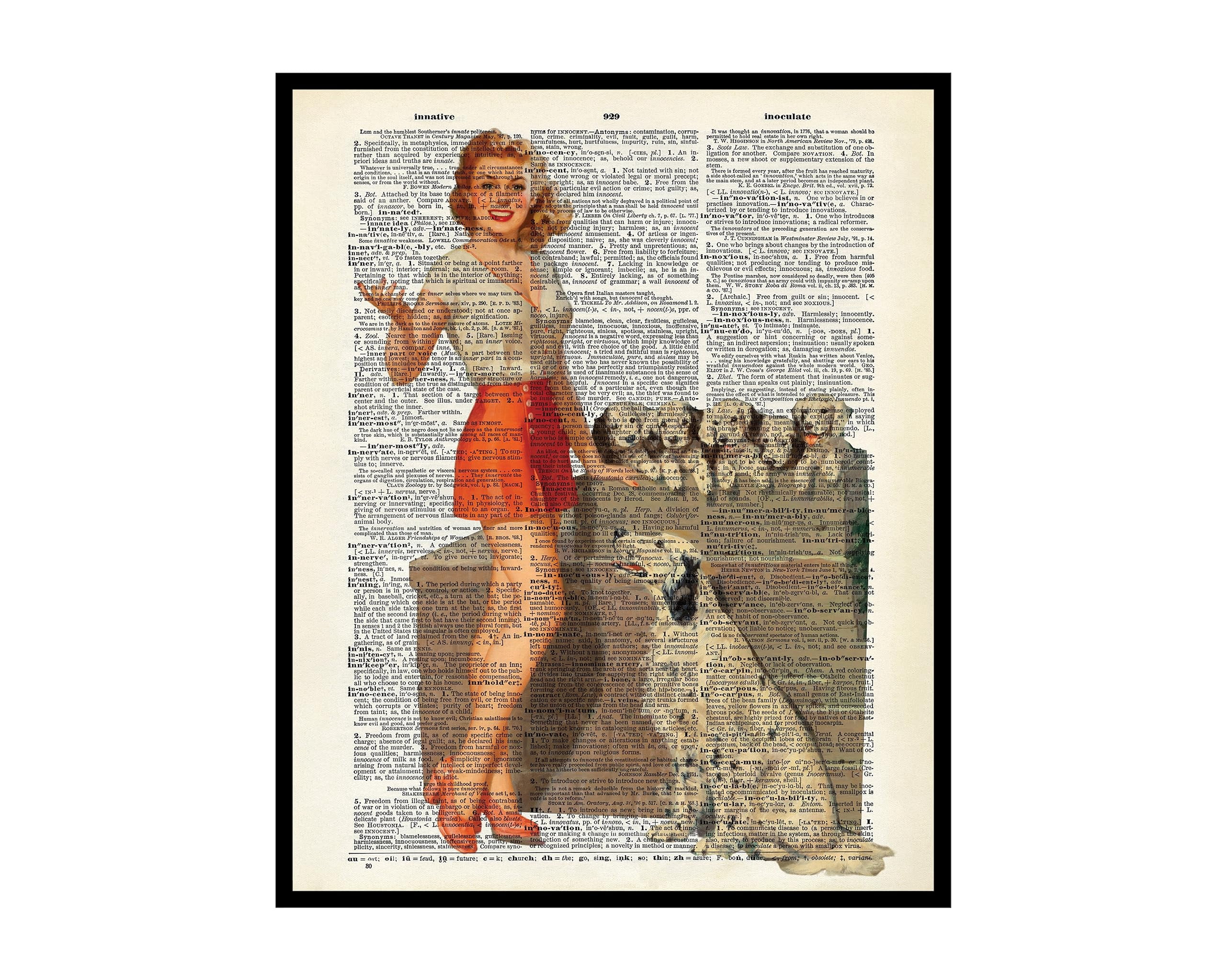 Poster Master Dictionary Art Poster - Retro Pin-Up Girl Print - Puppies ...