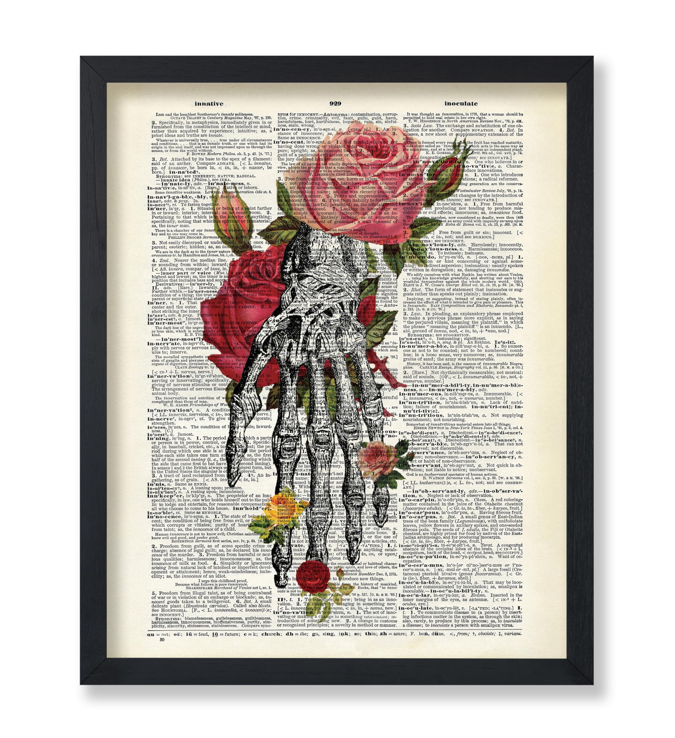 Poster Master Dictionary Art Poster - Roses and Skeleton Hand Print ...