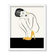 Poster Master Fashion Poster - Retro Groovy Woman Print - Shoes Art - Boho Art - Abstract Art - Drawing Art - Trendy Art - Line Art - Chic Office or Girl's Bedroom Wall Decor, 8x10 White Framed