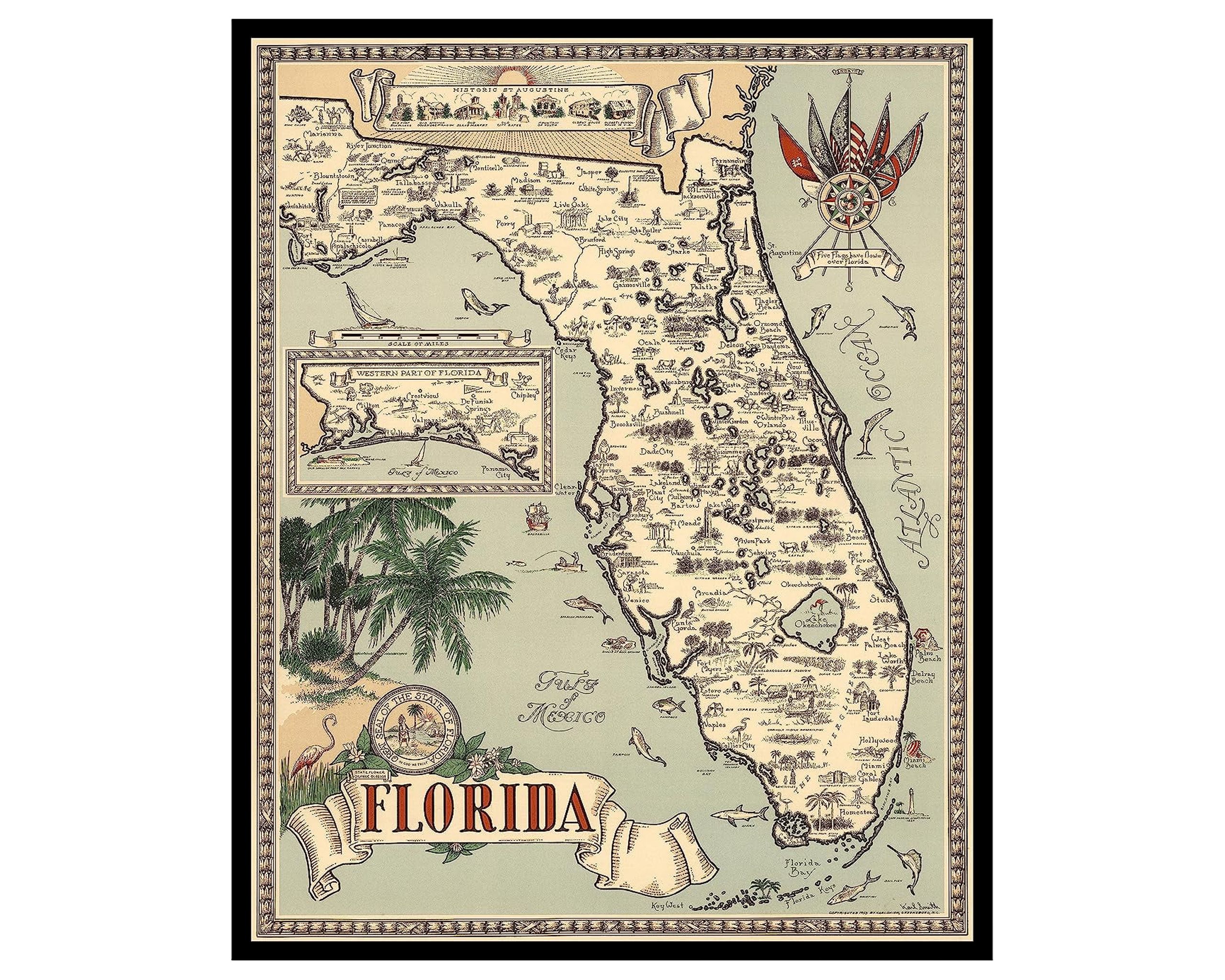 Florida Map Wall Art - Poster Master Florida Vintage Travel Western Part Map Print 16x20 Unframed Wall Art Unique Decor Gift Home Living Room Kitchen Bedroom Bathroom Souve 8b42c88b 4a1a 40e3 995d Af287ec11eb7.a65c8a87bd2b7ffec9077e7673e779ef 